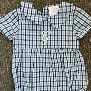 Blue and White Plaid Bubble Monogram G